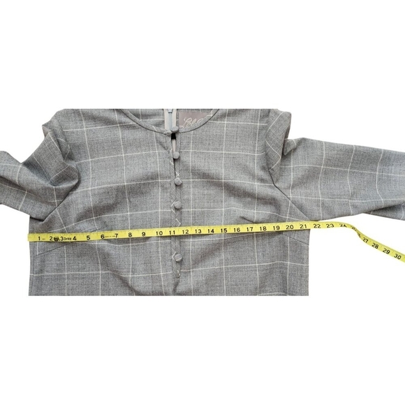 NWT Lela Rose Pearl Chestnut Plaid Wool Full Sleeve Dress Size 16 - Picture 14 of 16